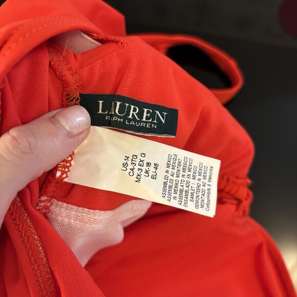 Lauren Ralph‎ Lauren One Piece Bathingsuit Red Plunging Swimsuit Cut-Out 14 - Picture 6 of 7